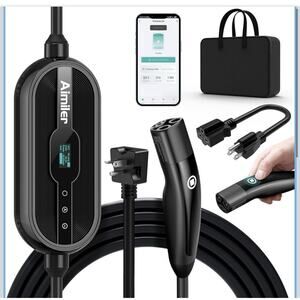 AIMILER Level 1/2 Tesla Charger (WIFI APP/Plug-Play), 16A, 25ft Cable 240V NEMA